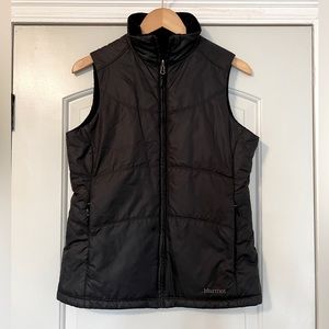 Marmot Reversible Nylon/Fleece Vest Black Zip Pocket Womens M